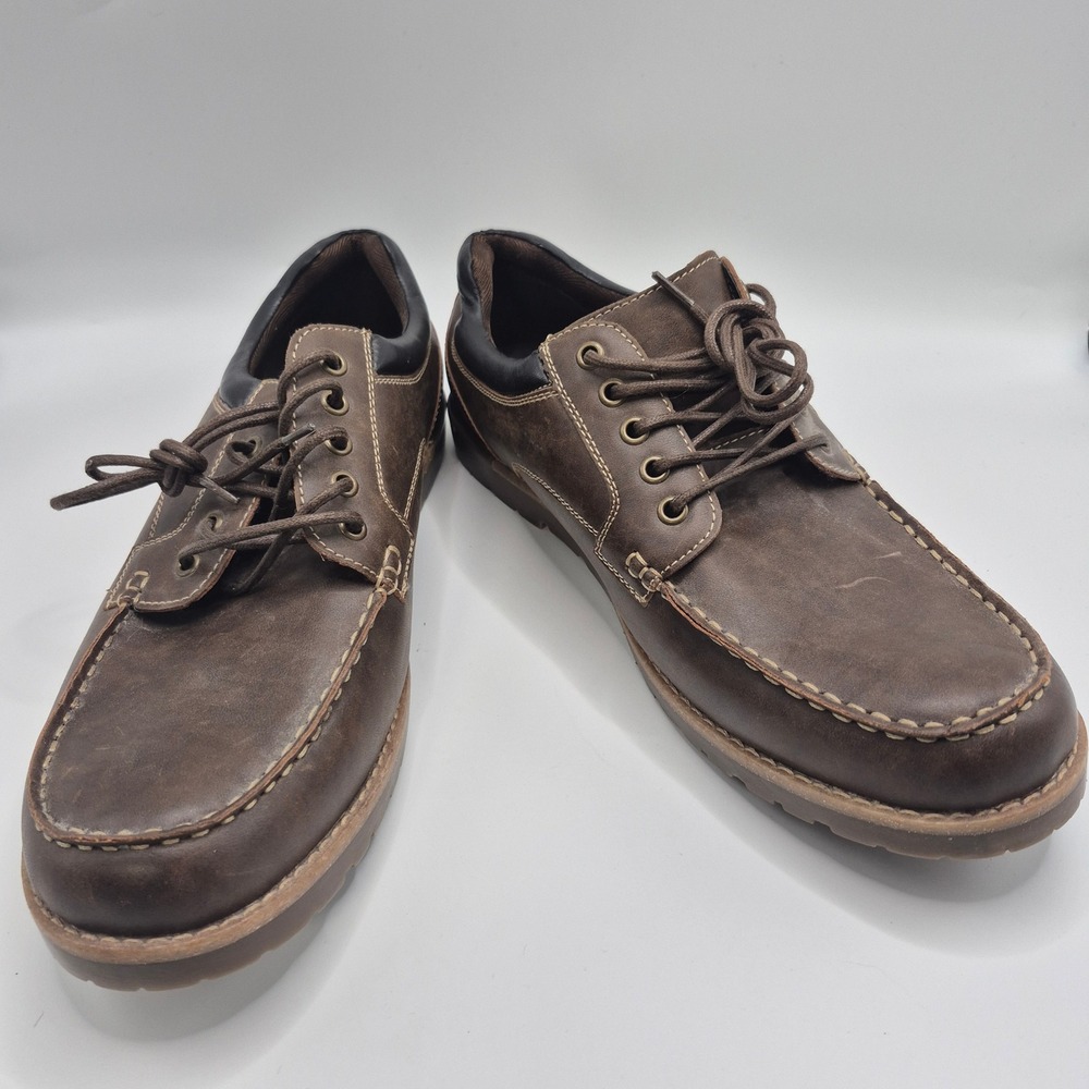 Perry Ellis America Stanley Mens Brown Moc Toe Oxford Lug Sole Shoes Size 12